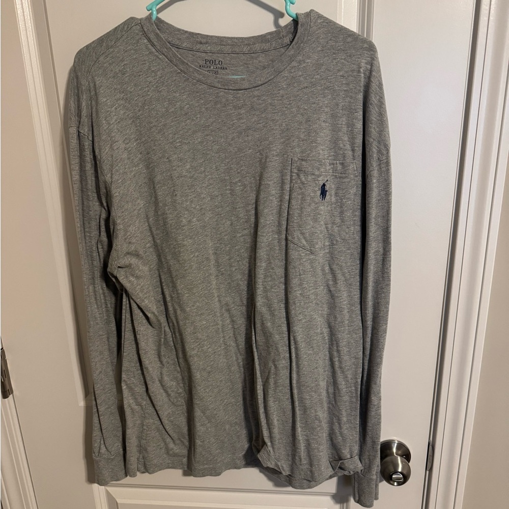 Polo by Ralph Lauren Men's Heather Gray Long Sleeve Tee